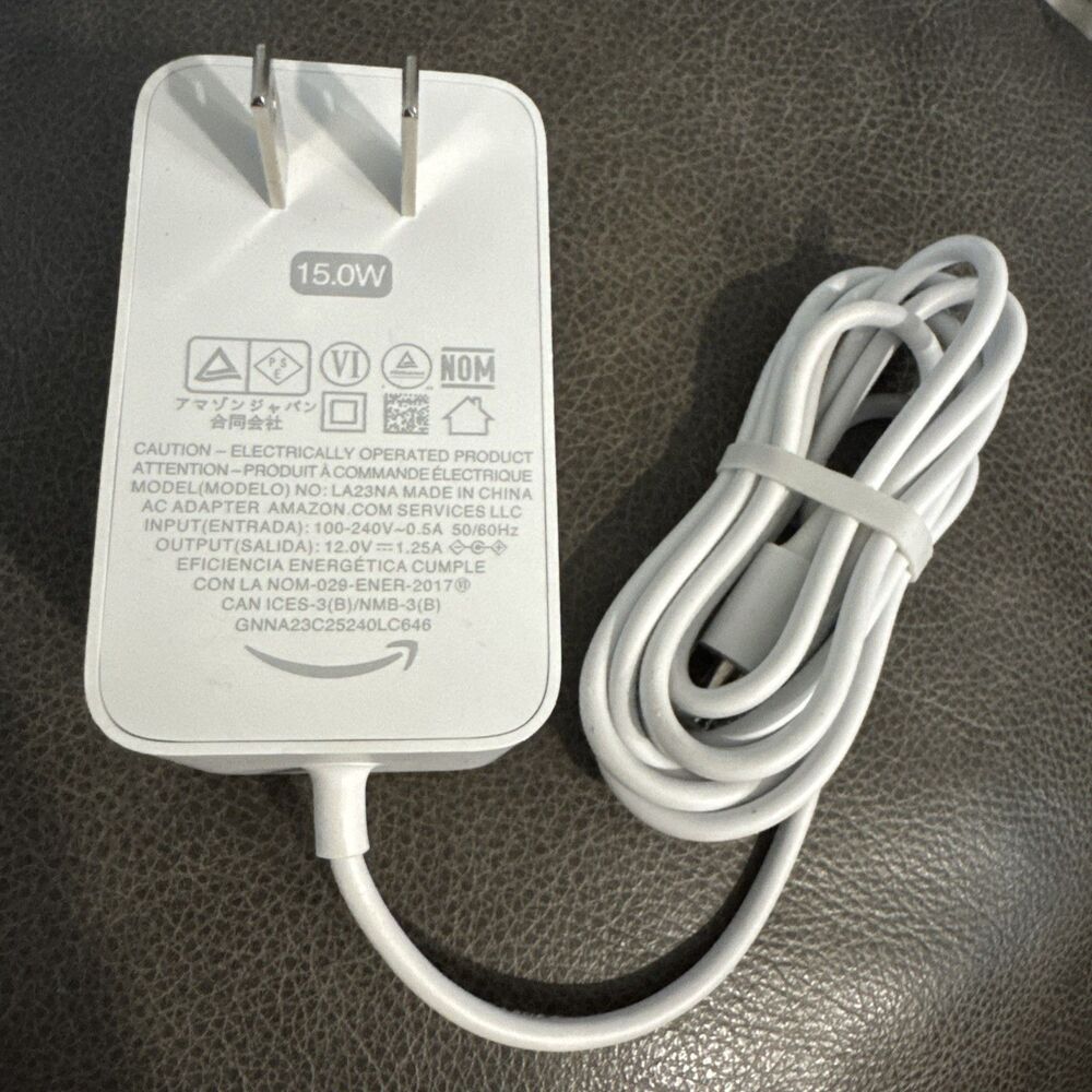 Amazon 15W AC Power Adapter LA23NA White 12V 1.25A for Echo‎ Dot and Echo Show